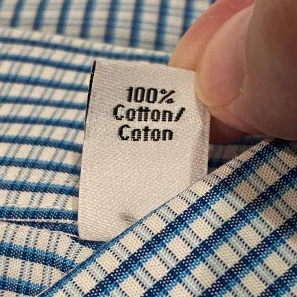 Calvin Klein Blue Gingham Cotton Dress Shirt Business 17.5 32/33 - Picture 12 of 16